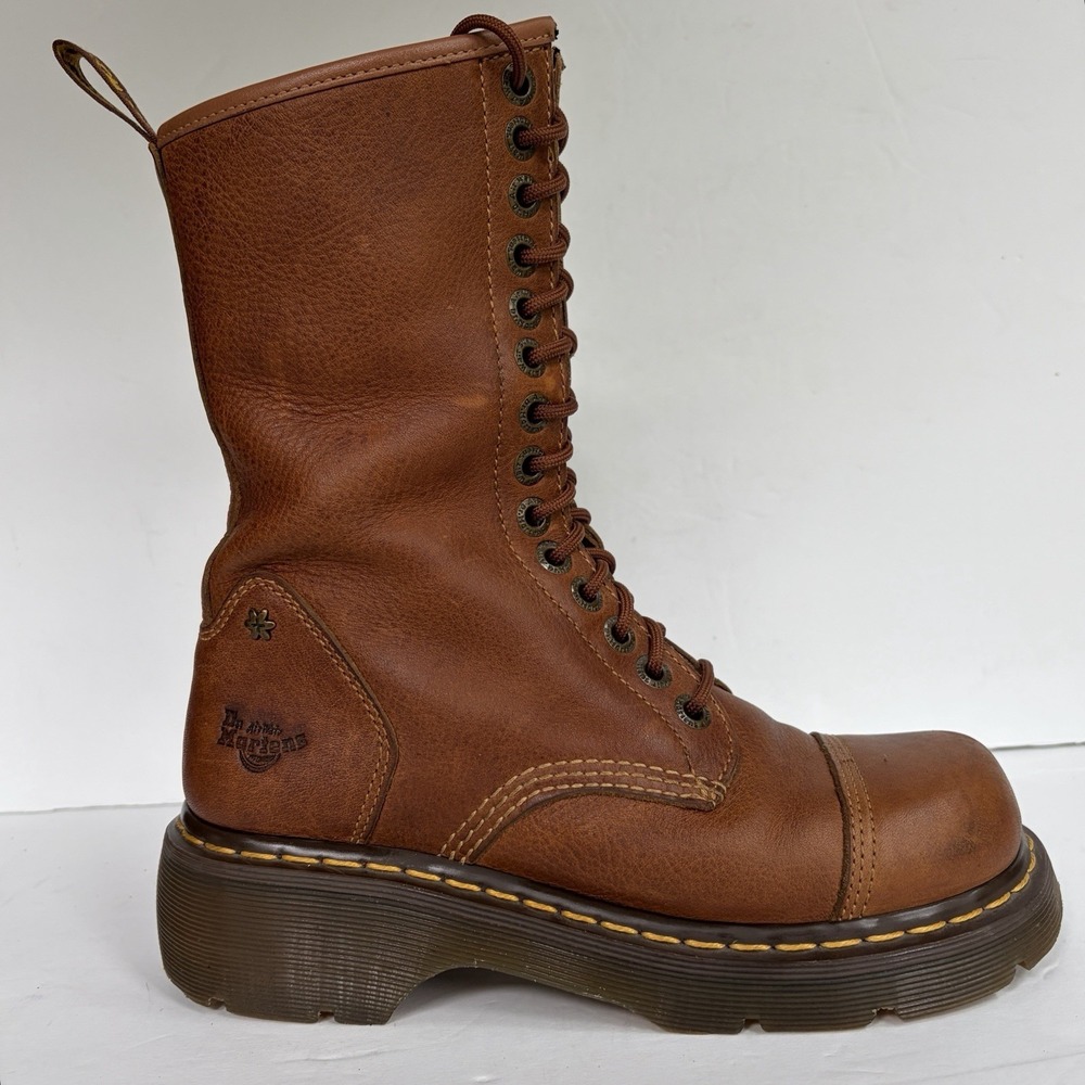 VTG Doc Martens Miranda Combat Boots Womens 8/8.5 Brown Chunky lug sole Lace-Up